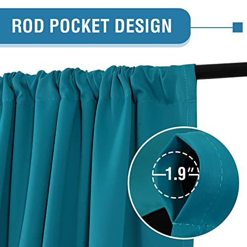 H.VERSAILTEX 100% Blackout Curtains for Bedroom Thermal Insulated Curtains & Drapes Blackout Curtains 96 Inches Long Rod Pocket Curtains for Living Room with Black Liner 2 Panels Set, Turquoise Blue