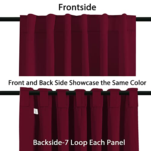 Blackout Curtains Thermal Insulated Window Treatment Panels Room Darkening Blackout Drapes for Living Room Back Tab/Rod Pocket Bedroom Draperies, 52 x 84 Inch, Burgundy Red, 2 Panels