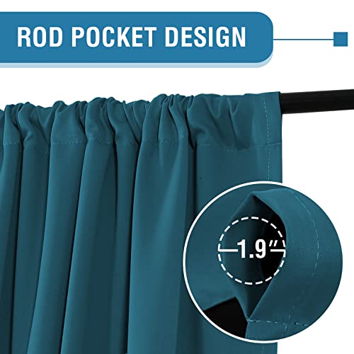 H.VERSAILTEX 100% Blackout Curtains for Bedroom Thermal Insulated Curtains & Drapes Blackout Curtains 108 Inches Long Rod Pocket Curtains for Living Room with Black Liner 2 Panels Set, Dark Teal