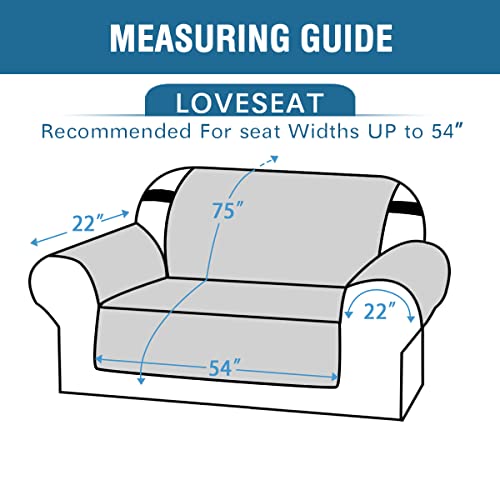 Thick Velvet Sofa Cover Soft Couch Cover for 2 Cushion Sofa Slipcover Washable Furniture Protector for Dogs, Non-Slip Elastic Straps Fit Sitting Width Up to 54"(Loveseat, Ivory)