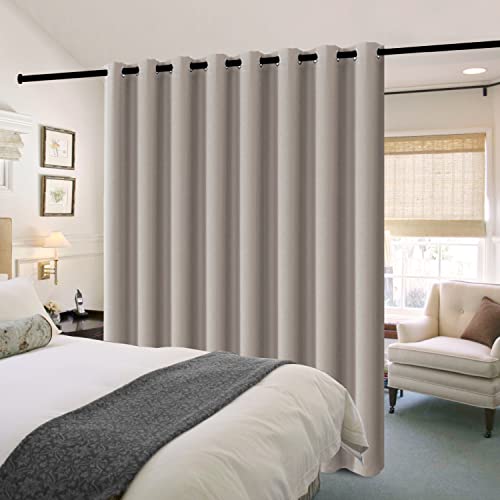 H.VERSAILTEX 100% Blackout Patio Curtains Thermal Insulated Curtains for Sliding Door Extra Wide Window Panels Full Light Blocking Grommet Curtains with Black Liner, W100 x L96 inch - Warm Taupe