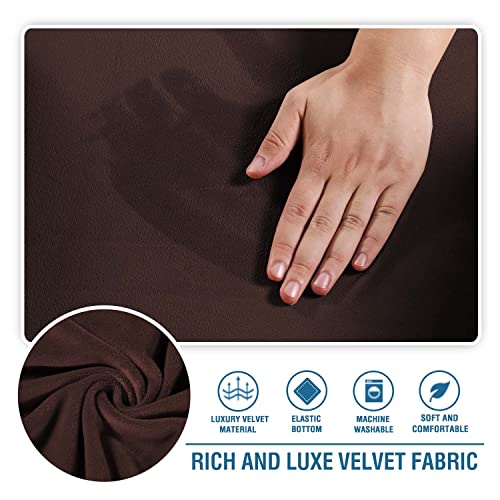 Chaise Lounge Cover Velvet Chaise Lounge Couch Cover High Stretch Chaise Lounge Slipcover Luxury Lounge Chair Cover for Living Room Soft Furniture Protector for Dog, Machine Washable, Chocolate