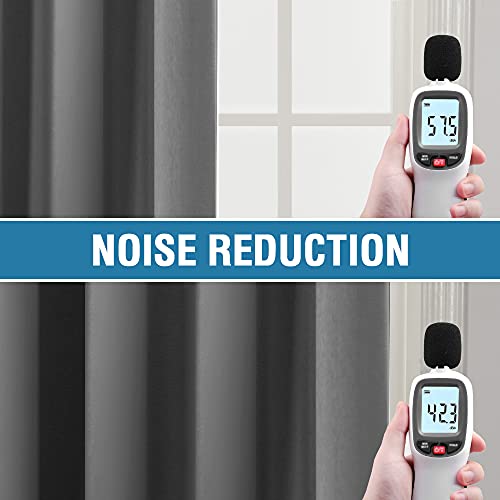 H.VERSAILTEX 100% Blackout Curtains for Bedroom Thermal Insulated Curtains & Drapes Blackout Curtains 108 Inches Long Rod Pocket Curtains for Living Room with Black Liner 2 Panels Set, Grey