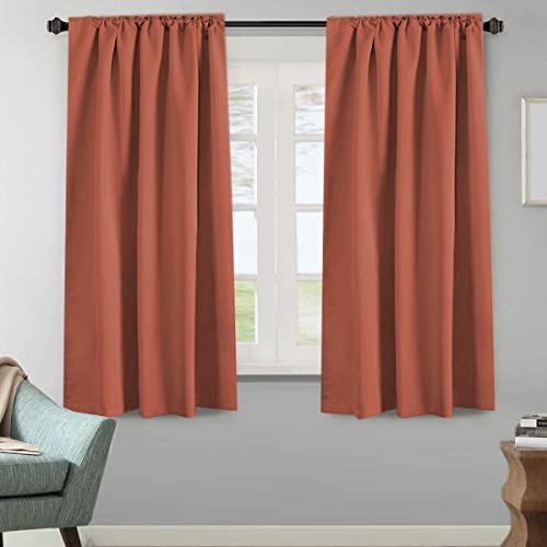 Blackout Curtains Thermal Insulated Window Treatment Panels Room Darkening Blackout Drapes for Living Room Back Tab/Rod Pocket Bedroom Draperies, 52 x 63 Inch, Burnt Ochre, 2 Panels