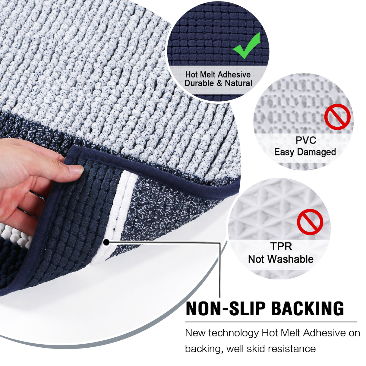 Chenille Ombre Bath Rug Set 20"x 32" & 20"x 20" U Shape