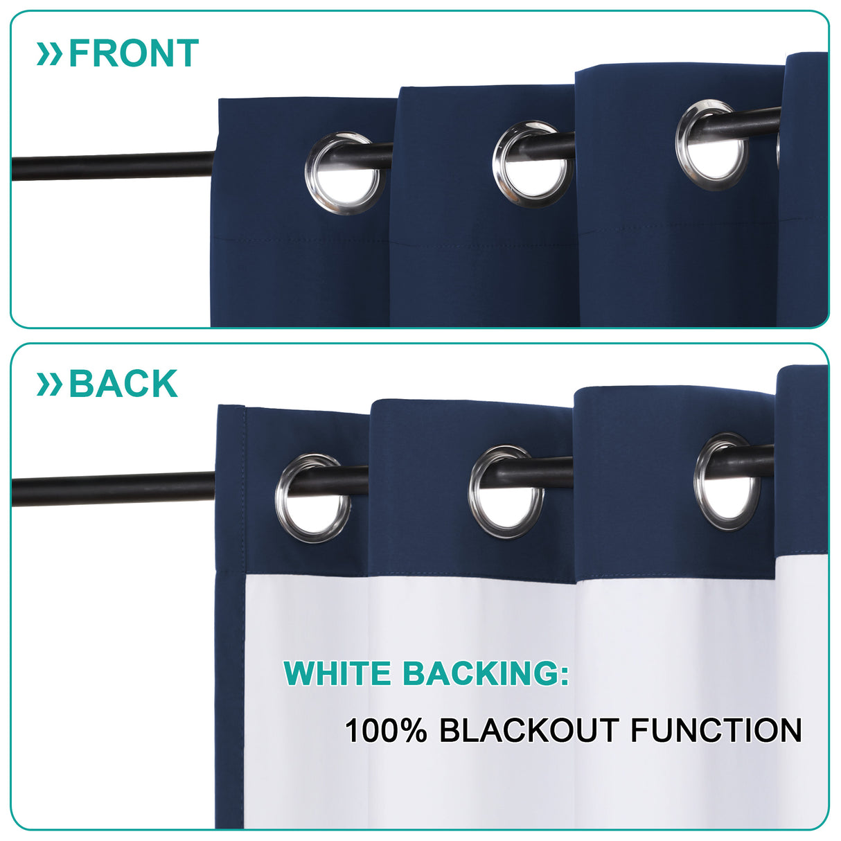 100% Blackout Curtains Full Light Blocking Curtain Draperies for Bedroom/Living Room 52'' x 96''