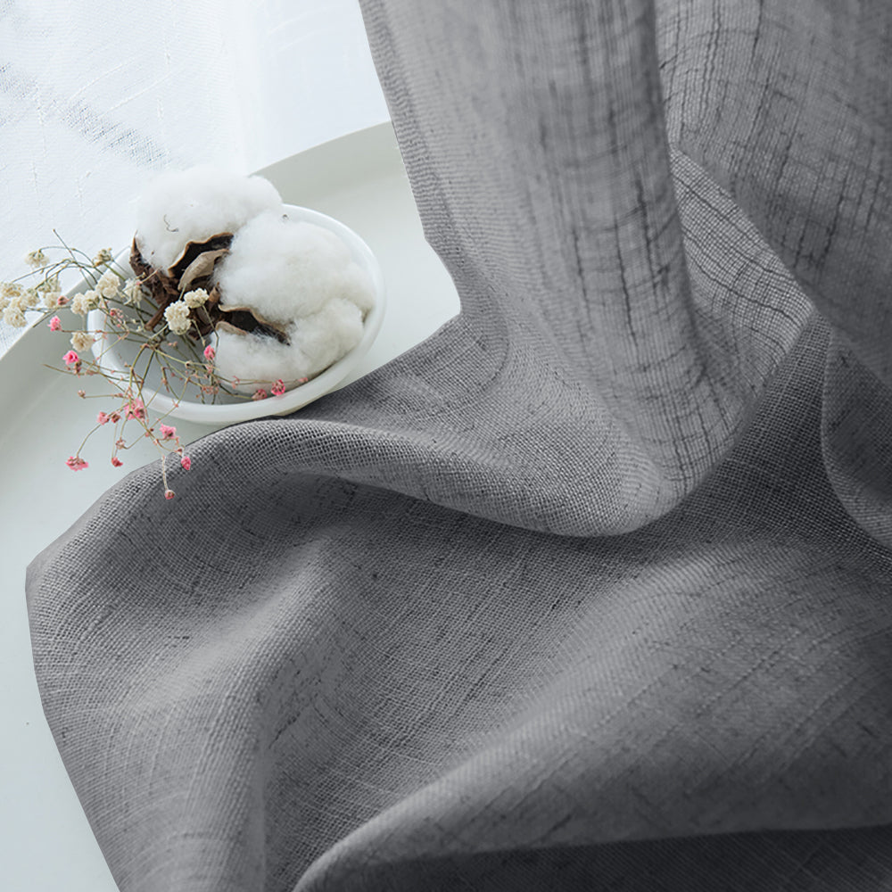 Grommet Semi Sheer Linen Draperies W52“ x L108" Set of 2 Panels