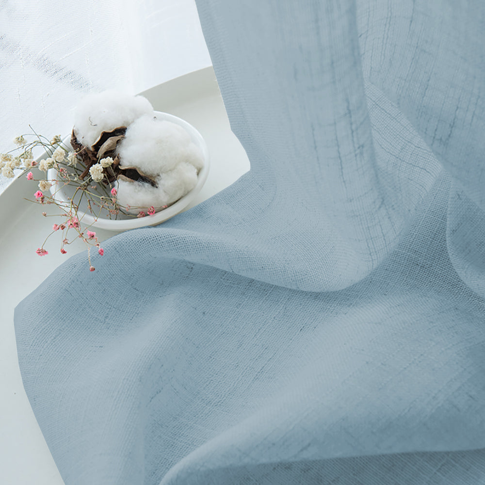 Grommet Semi Sheer Linen Draperies W52“ x L96" Set of 2 Panels