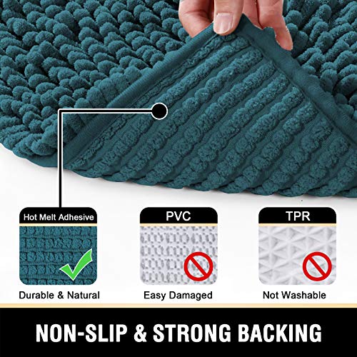 Bathroom Rugs Bath Mats for Bathroom Non Slip Luxury Chenille Bathroom Rugs Extra Soft Absorbent Shaggy Bathroom Mat Rugs Washable Fast Dry Bathroom Rugs Sets 2 Piece (Dark Teal, 20" x 32"/17" x 24")