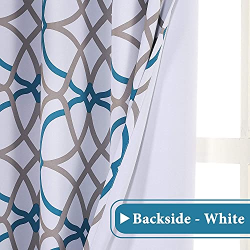 H.VERSAILTEX Blackout Curtains Printed Design 54 Inch Length 2 Panels Set Thermal Insulated Curtains for Bedroom Living Room Geometric Modern Grommet Window Drapes - Teal and Taupe