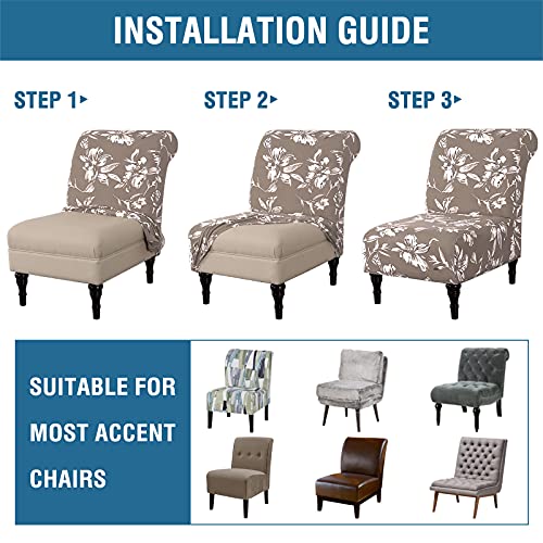 Armless Chair Slipcover High Stretch Accent Chair Cover Removable Chair Cover for Living Room Modern Furniture Protector with Elastic Bottom Thick Bouncy Modern Style, Machine Washable, Taupe