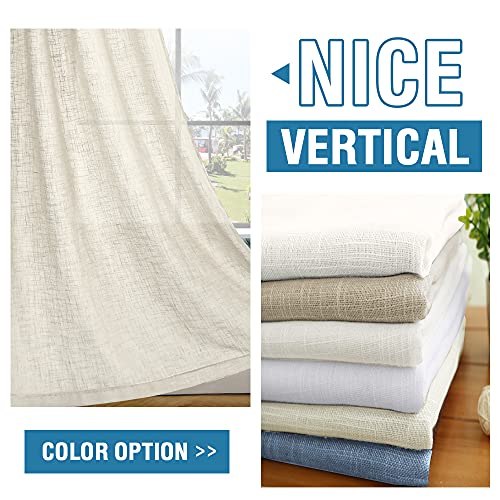 H.VERSAILTEX Linen Curtains Natural Linen Blended Curtains for Living Room Burlap Linen Textured Light Filtering Nickel Grommet Curtains Bedroom Curtains 2 Panel Sets Privacy Added, 52inx63in, Ivory
