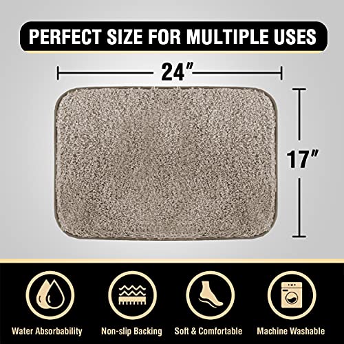 Bathroom Rug Tufted Bath Rug Bath Mat Non Slip Area Rug 17" x 24" Extra Soft Thick Absorbent Shaggy Kitchen Rug Indoor Mat Washable Microfiber Bath Mat for Bathroom Living Room Fast Dry - Taupe