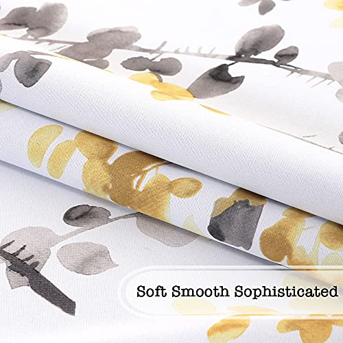 Blackout Tie Up Curtain - Thermal Insulated Balloon Curtain for Small Window Adjustable Kitchen Tie Up Curtain (Floral Pattern in Grey and Yellow, Rod Pocket Panel, 42 inches W x 63 inches L)