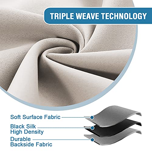 H.VERSAILTEX Indoor Outdoor Curtains for Patio Waterproof Stainless Steel Silver Grommet Thermal Insulated Blackout Outdoor Drapes for Deck/Gazebo, Stone, 52x84 Inch, 1 Panel