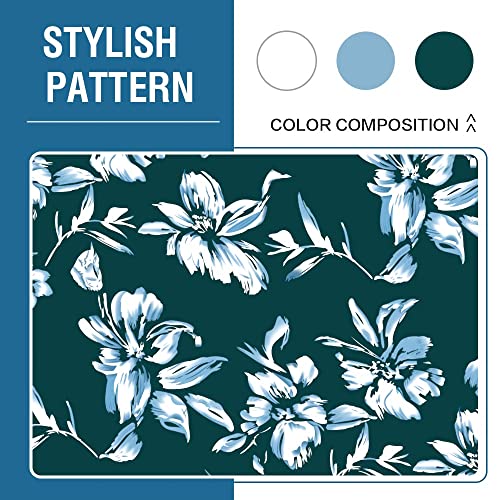 H.VERSAILTEX Stretch Bar Stool Cover Set of 4 Pub Counter Stool Chair Slipcover for Dining Room Cafe Height Side Chairs Feature Modern Floral Printed Design, Dark Teal