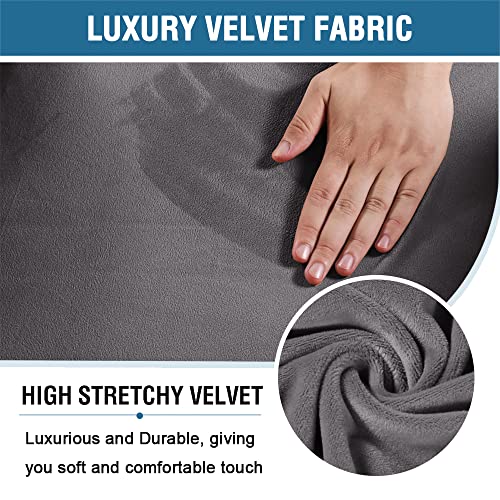 2 Piece Velvet Gaming Chair Covers Stretchable Game Chair Cover Protector Computer Chair Cover Computer Reclining Racing Ruffled Gamer Chair Protector Rotating Armchair Covers Without Chair (Grey)