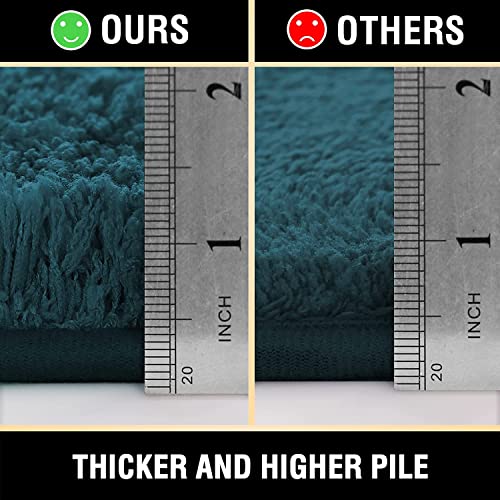 H.VERSAILTEX Toilet Rug Toilet Mats for Bathroom Curved Bath Mat Non Slip Corner Bath Rug Carpet for Toilet Extra Soft Thick Absorbent Contour Toilet Mat Washable, 20 x 38.5 inch - Dark Teal