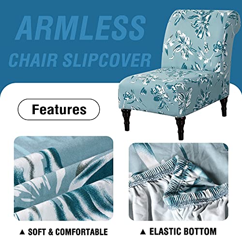 Armless Chair Slipcover High Stretch Accent Chair Cover Removable Chair Cover for Living Room Modern Furniture Protector with Elastic Bottom Thick Bouncy Modern Style, Machine Washable, Aqua