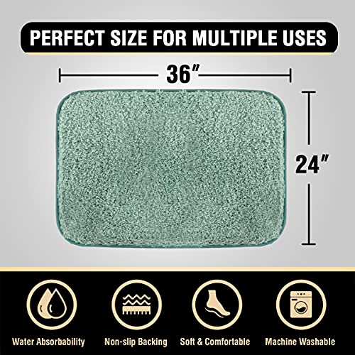 Bathroom Rug Tufted Bath Rug Bath Mat Non Slip Area Rug 24" x 36" Extra Soft Thick Absorbent Shaggy Kitchen Rug Indoor Mat Washable Microfiber Bath Mat for Bathroom Living Room Fast Dry - Aqua