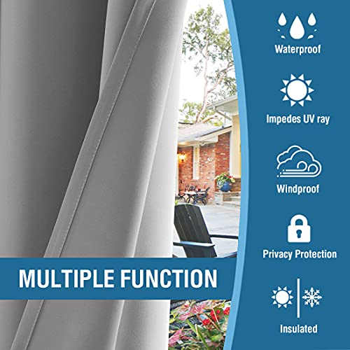 H.VERSAILTEX Indoor Outdoor Curtains for Patio Waterproof Stainless Steel Silver Grommet Thermal Insulated Blackout Outdoor Drapes for Deck/Gazebo, Dove, 52x108 Inch, 1 Panel
