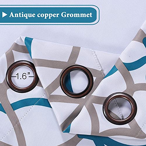 H.VERSAILTEX Blackout Curtains Printed Design 45 Inch Length 2 Panels Set Thermal Insulated Curtains for Bedroom Living Room Geometric Modern Grommet Window Drapes - Teal and Taupe