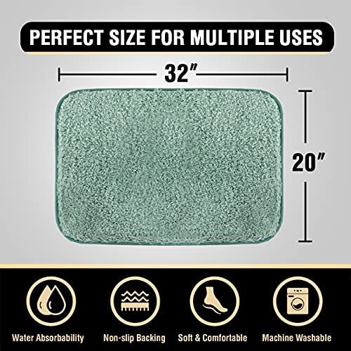 Bathroom Rug Tufted Bath Rug Bath Mat Non Slip Area Rug 20" x 32" Extra Soft Thick Absorbent Shaggy Kitchen Rug Indoor Mat Washable Microfiber Bath Mat for Bathroom Living Room Fast Dry - Aqua