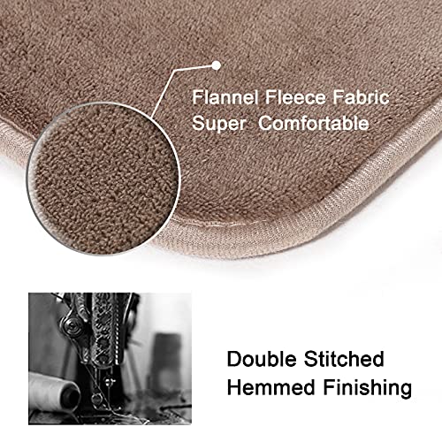 Kitchen Mat Set of 2 Memory Foam Set Bathroom Rug Set Flannel Velvety Bath Mat Luxury Extra Soft and Absorbent Non Slip Rugs for Kitchen/Bathroom Washable(47"x 17"/ 17"x 24", Taupe)