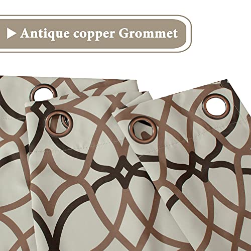 H.VERSAILTEX Blackout Curtains Printed Design 54 Inch Length 2 Panels Set Thermal Insulated Curtains for Bedroom Living Room Geometric Modern Grommet Window Drapes - Taupe and Brown