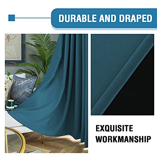 H.VERSAILTEX 100% Blackout Curtains for Bedroom Thermal Insulated Curtains & Drapes Blackout Curtains 54 Inches Long Rod Pocket Curtains for Living Room with Black Liner 2 Panels Set, Dark Teal