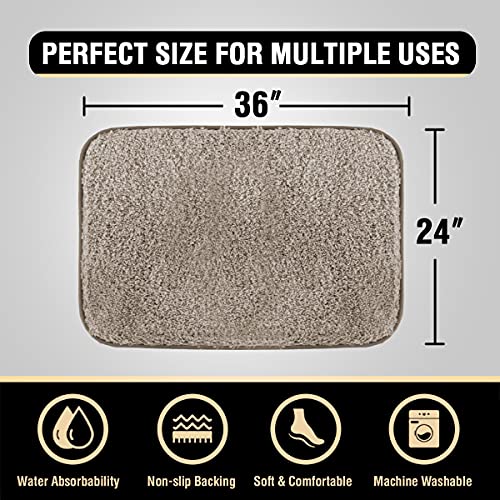 Bathroom Rug Tufted Bath Rug Bath Mat Non Slip Area Rug 24" x 36" Extra Soft Thick Absorbent Shaggy Kitchen Rug Indoor Mat Washable Microfiber Bath Mat for Bathroom Living Room Fast Dry - Taupe