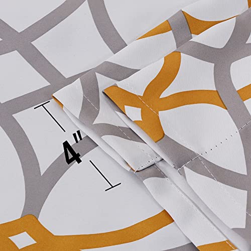 Blackout Curtain Thermal Insulated Adjustable Tie Up Shade Balloon Window Shade, Room Darkening Rod Pocket Curtain - 42" Wide by 63" Long - Mustard and Grey Geo Pattern