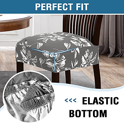 Chair Cover for Dining Room High Stretch Chair Seat Cover Removable Chair Seat Cushion Slipcovers Washable Kitchen Chair Cover Feature Soft Thick Bouncy Modern Style ( Grey, Set of 2 )