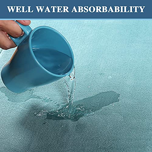 Bath Mat Memory Foam Set Bathroom Rug Set Flannel Velvety Bath Mat Luxury Extra Soft and Absorbent Non Slip Rugs for Bathroom/Bedroom Washable(Curved Set 24"x 36" Plus 20"x 24"U, Eggshell Blue)