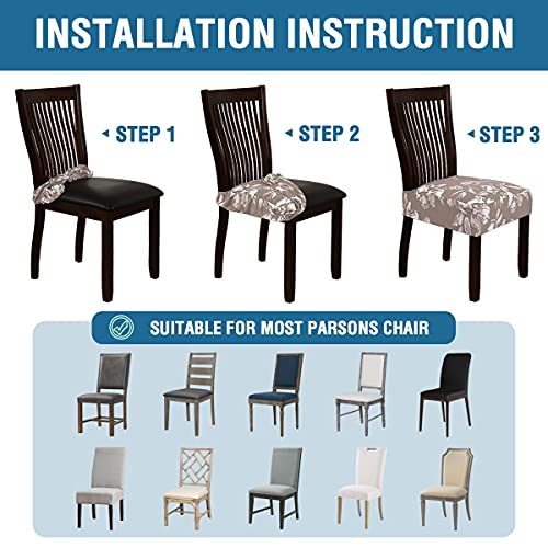 Chair Cover for Dining Room High Stretch Chair Seat Cover Removable Chair Seat Cushion Slipcovers Washable Kitchen Chair Cover Feature Soft Thick Bouncy Modern Style ( Taupe, Set of 6 )