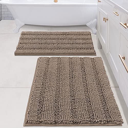 PrimeBeau Bathroom Rugs Bath Rug Set 27 Piece Bathroom Contour Rug Toilet Mat Sets Non Slip Contour Bath Rug Ultra Thick Water Absorbent Striped Bath Mats Washable