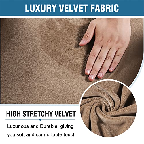 2 Piece Velvet Gaming Chair Covers Stretchable Game Chair Cover Protector Computer Chair Cover Computer Reclining Racing Ruffled Gamer Chair Protector Rotating Armchair Covers Without Chair (Camel)