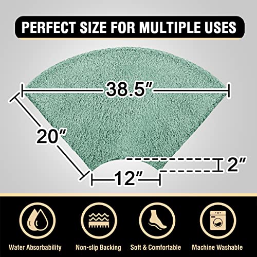 H.VERSAILTEX Toilet Rug Toilet Mats for Bathroom Curved Bath Mat Non Slip Corner Bath Rug Carpet for Toilet Extra Soft Thick Absorbent Contour Toilet Mat Washable, 20 x 38.5 inch - Aqua
