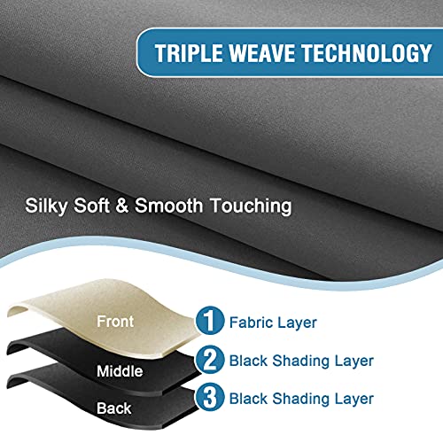 H.VERSAILTEX 100% Blackout Curtains for Bedroom Thermal Insulated Curtains & Drapes Blackout Curtains 84 Inches Long Rod Pocket Curtains for Living Room with Black Liner 2 Panels Set, Grey