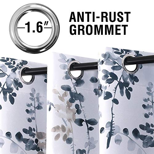 H.VERSAILTEX Blackout Curtains for Living Room Darkening Thermal Insulated Panels 45 Inch Long Light Blocking Gromment Curtains/Drapes, Bluestone and Taupe Vintage Classical Floral Printing, 2 Panels