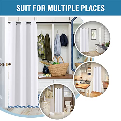 Doorway Curtain Blackout Closet Door Curtain Room Divider Window Treatment Curtain for Bedroom Thermal Insulated Privacy Drape Soundproof Grommet Door Curtain, 42 x 80 inches, 1 Panel, White