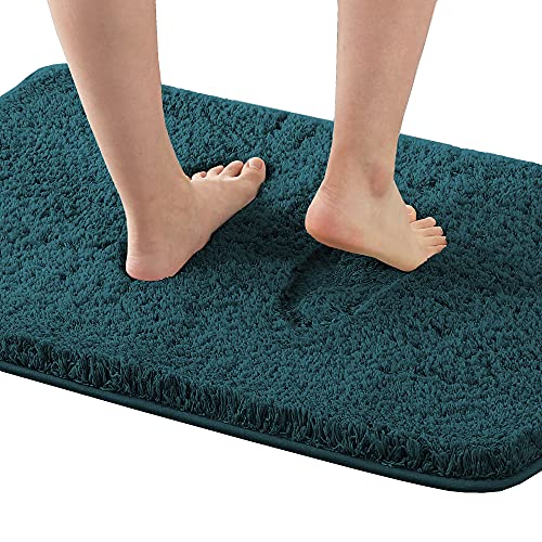 Bathroom Rug Tufted Bath Rug Bath Mat Non Slip Area Rug 20" x 32" Extra Soft Thick Absorbent Shaggy Kitchen Rug Indoor Mat Washable Microfiber Bath Mat for Bathroom Living Room Fast Dry - Dark Teal
