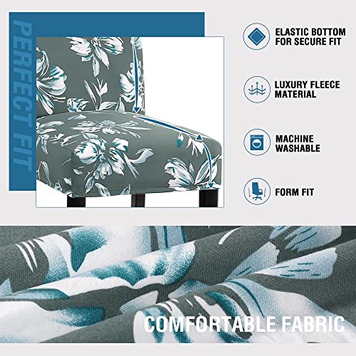 H.VERSAILTEX Stretch Bar Stool Cover Set of 6 Pub Counter Stool Chair Slipcover for Dining Room Cafe Height Side Chairs Feature Modern Floral Printed Design, Green