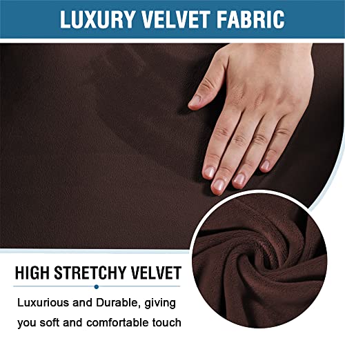 2 Piece Velvet Gaming Chair Covers Stretchable Game Chair Cover Protector Computer Chair Cover Computer Reclining Racing Ruffled Gamer Chair Protector Rotating Armchair Covers Without Chair (Brown)