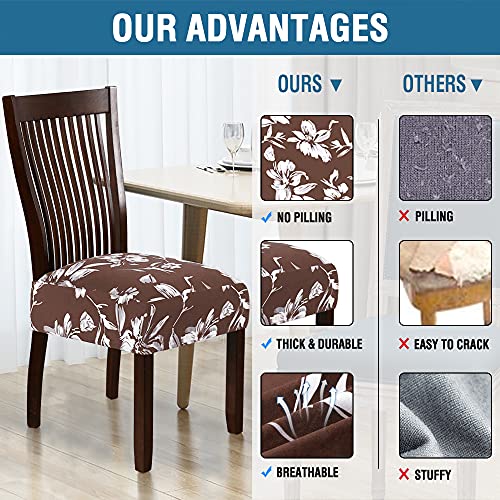 Chair Cover for Dining Room High Stretch Chair Seat Cover Removable Chair Seat Cushion Slipcovers Washable Kitchen Chair Cover Feature Soft Thick Bouncy Modern Style ( Chocolate, Set of 4 )