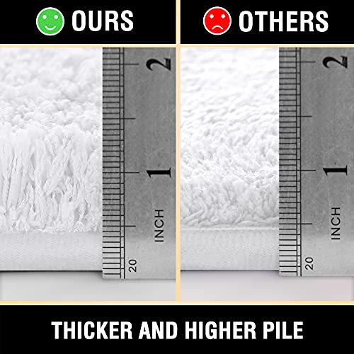 Bathroom Rug Tufted Bath Rug Bath Mat Non Slip Runner Rug 47" x 17" Extra Soft Thick Absorbent Shaggy Kitchen Rug Indoor Mat Washable Microfiber Bath Mat for Bathroom Living Room Fast Dry - White