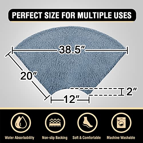 H.VERSAILTEX Toilet Rug Toilet Mats for Bathroom Curved Bath Mat Non Slip Corner Bath Rug Carpet for Toilet Extra Soft Thick Absorbent Contour Toilet Mat Washable, 20 x 38.5 inch - Stone Blue