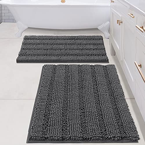 PrimeBeau Bathroom Rugs Bath Rug Set 20 Piece Bathroom Contour Rug Toilet Mat Sets Non Slip Contour Bath Rug Ultra Thick Water Absorbent Striped Bath Mats Washable