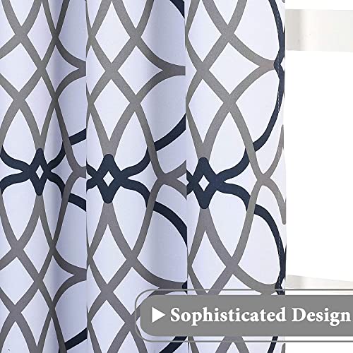 H.VERSAILTEX Blackout Curtains Printed Design 54 Inch Length 2 Panels Set Thermal Insulated Curtains for Bedroom Living Room Geometric Modern Grommet Window Drapes - Dark Denim and Grey