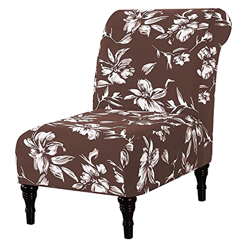 Armless Chair Slipcover High Stretch Accent Chair Cover Removable Chair Cover for Living Room Modern Furniture Protector with Elastic Bottom Thick Bouncy Modern Style, Machine Washable, Chocolate